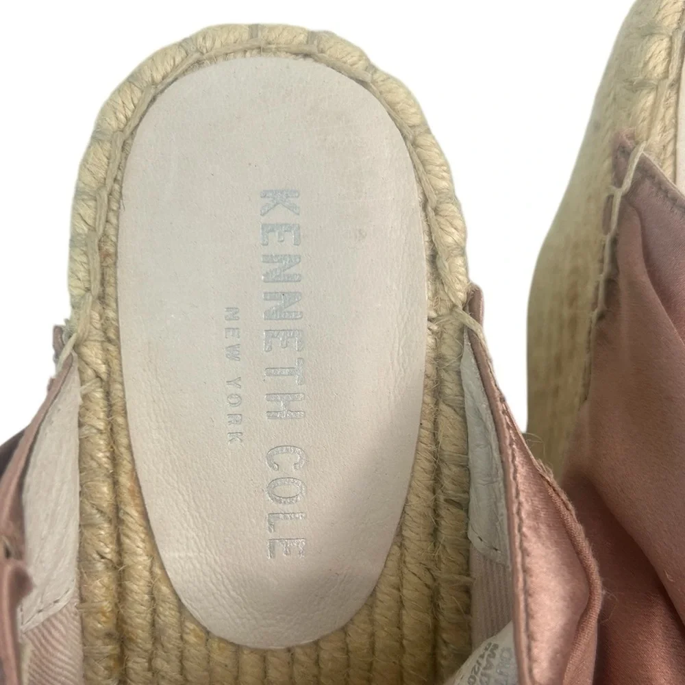 Kenneth Cole Odele 2 Satin Blush Fringe Braided Espadrille Wedge Sandals SZ 7.5